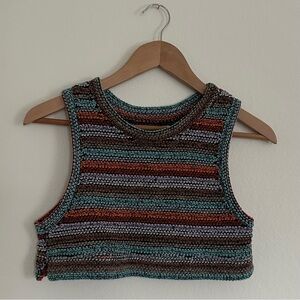 Zara Striped Multicolor Knit Crop Top Size 10 +FREE GIFT!